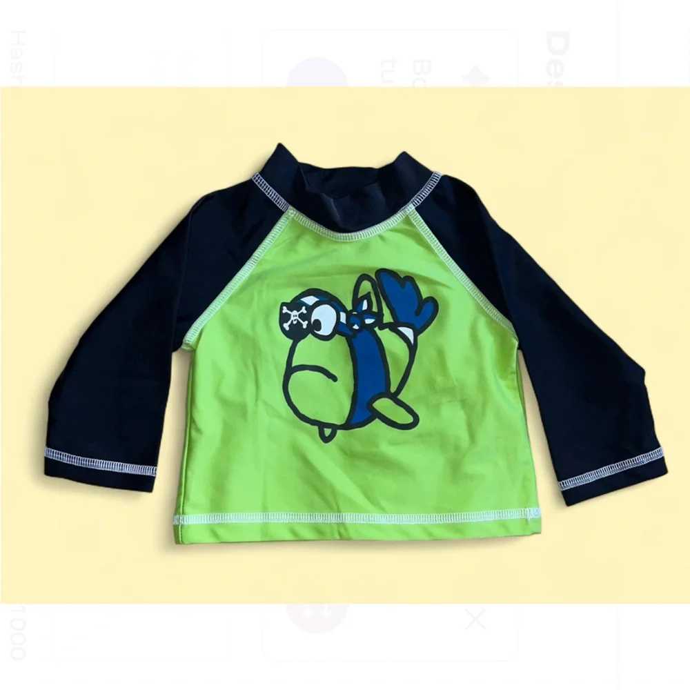 Flap Happy Kids UV 50 NWT Fish Print Rash Guard Swim Top Size 12M